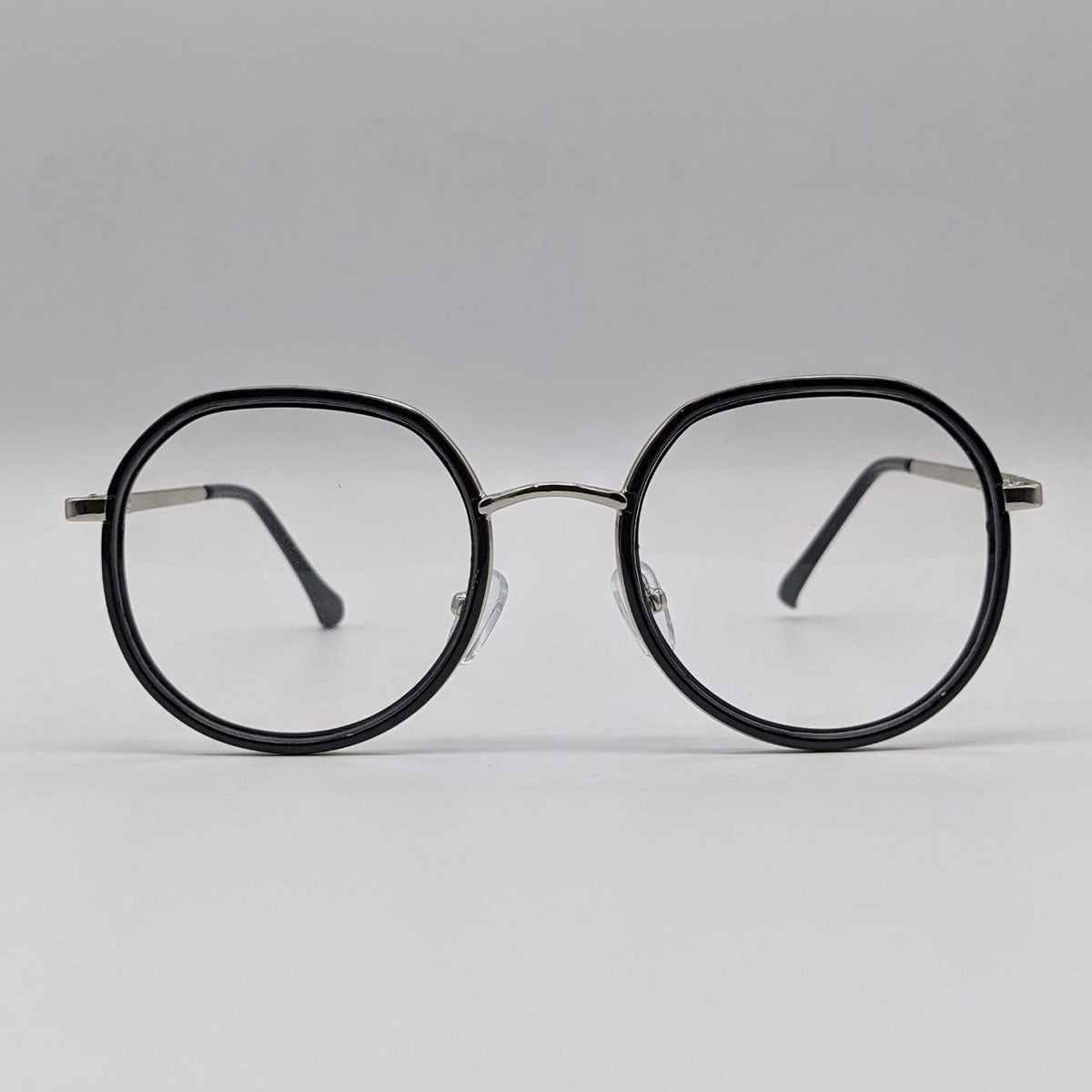 Round R22 Black Silver Glasses
