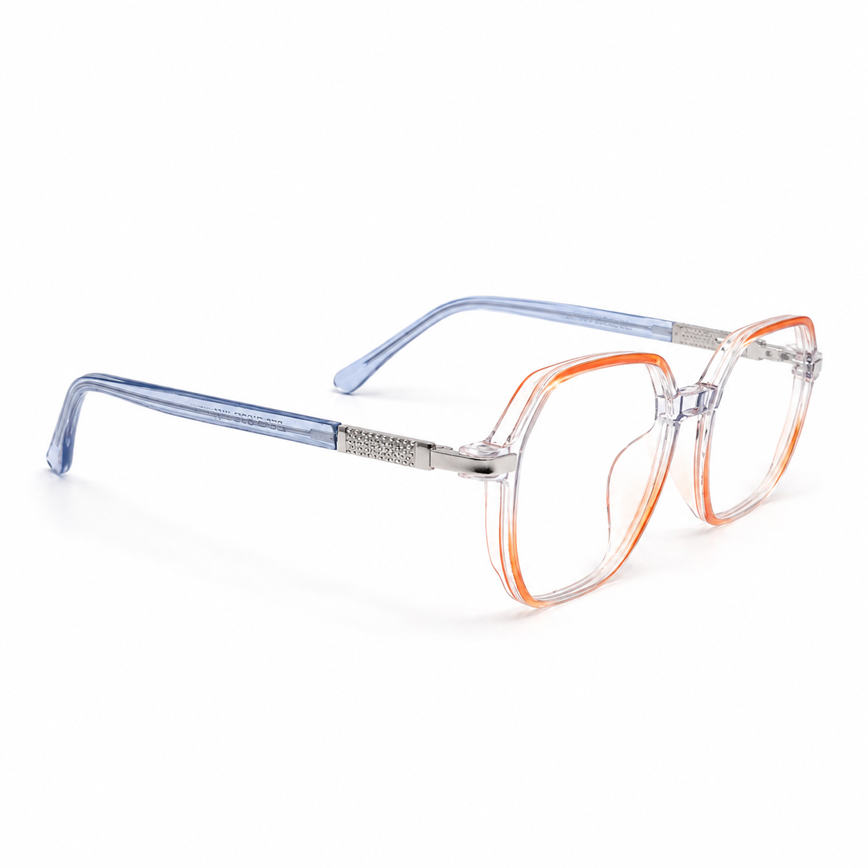 Transparent Orange Geometric Eyeglasses