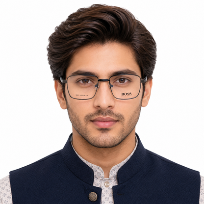 B001 Black Rectangle Full Rim Eyeglasses