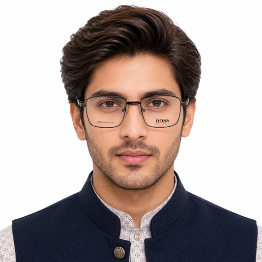 B001 Black Rectangle Full Rim Eyeglasses