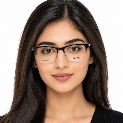Black & Clear Rectangle Eyeglasses