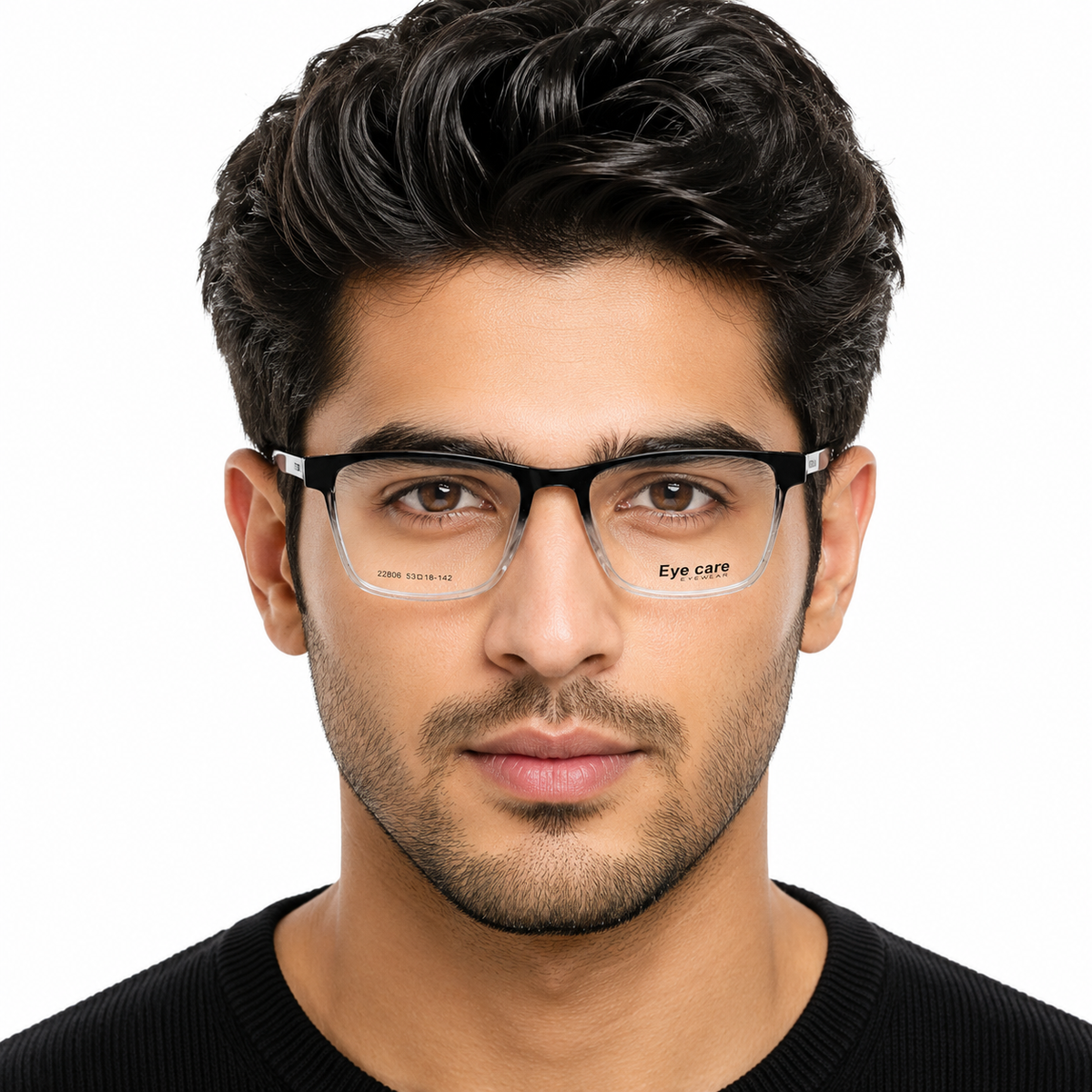 Black & Clear Rectangle Eyeglasses