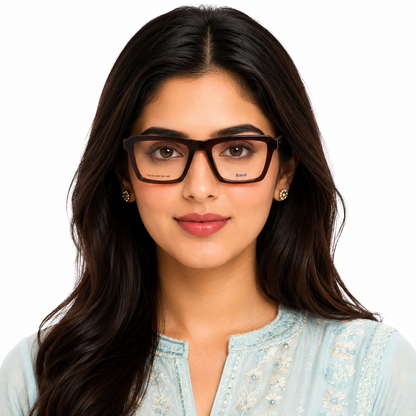 Brown Rectangular Sheet Frame Eyeglasses