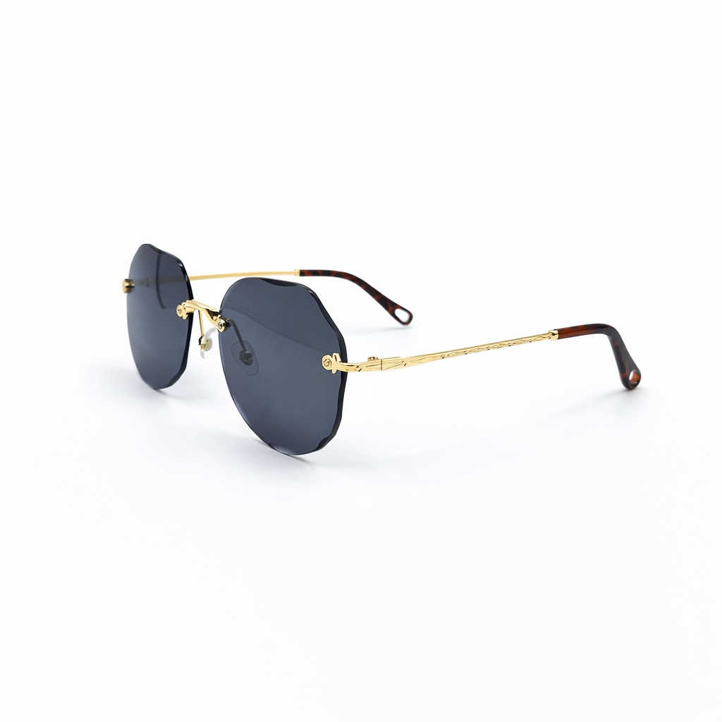 Cartier Women Rimless Round Luxury Sunglasses