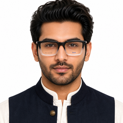 Two Tone Sheet Rectangle Eyeglasses