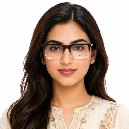 Two Tone Sheet Rectangle Eyeglasses