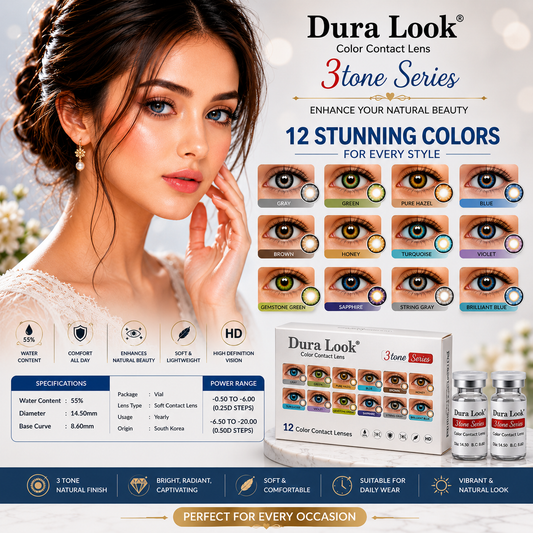 Dura Look 3 Tone Series Color Contact Lenses | Power Range -0.50 to -20.00 | 2 Year Contact Lenses