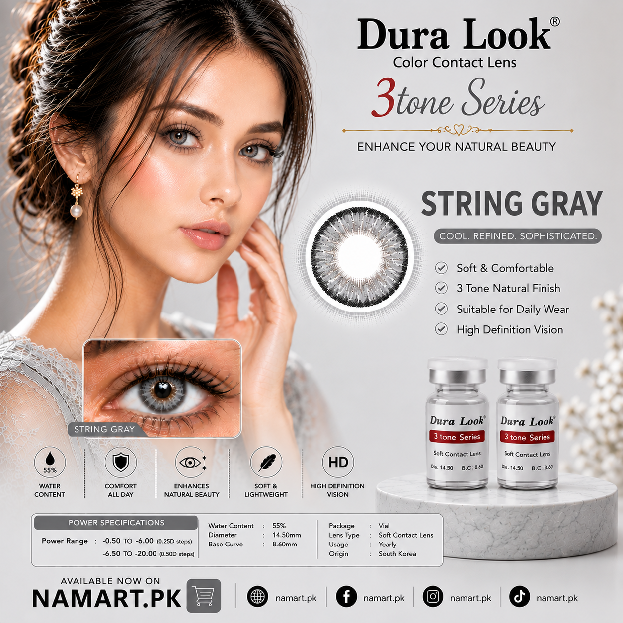 Dura Look 3 Tone Series Color Contact Lenses | Power Range -0.50 to -20.00 | 2 Year Contact Lenses