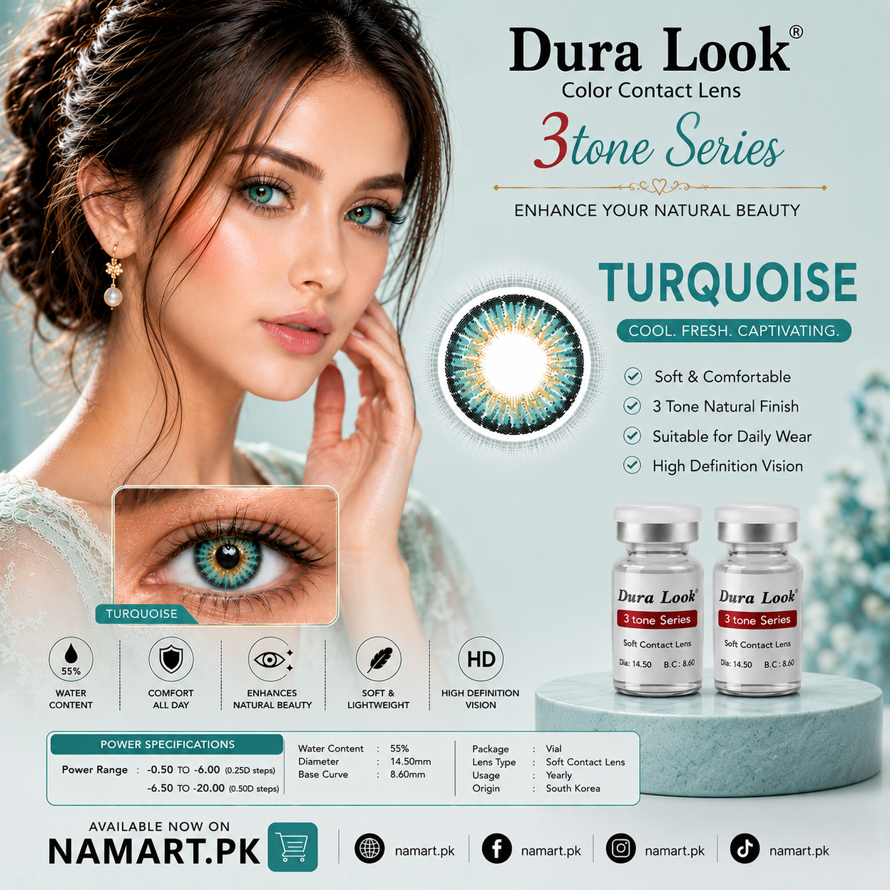 Dura Look 3 Tone Series Color Contact Lenses | Power Range -0.50 to -20.00 | 2 Year Contact Lenses