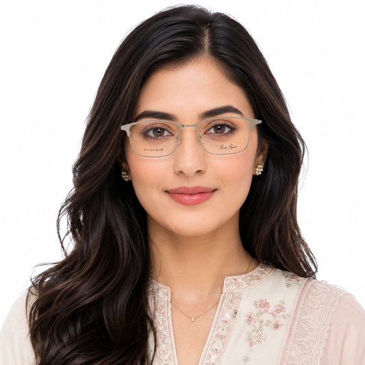 Elegant Silver Metal Full-Rim Eyeglasses for Women
