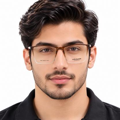 Eyewear Brown Transparent Square Glasses