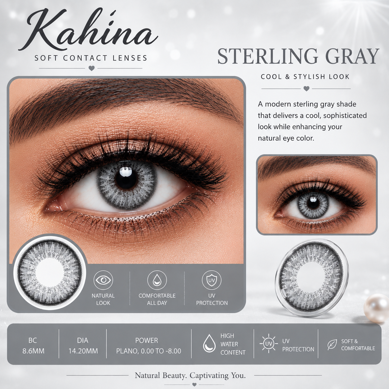 KAHINA Soft 12 Months Color Contact Lenses | Plano & Power (-0.00 to -10.00) Colored Contact Lenses