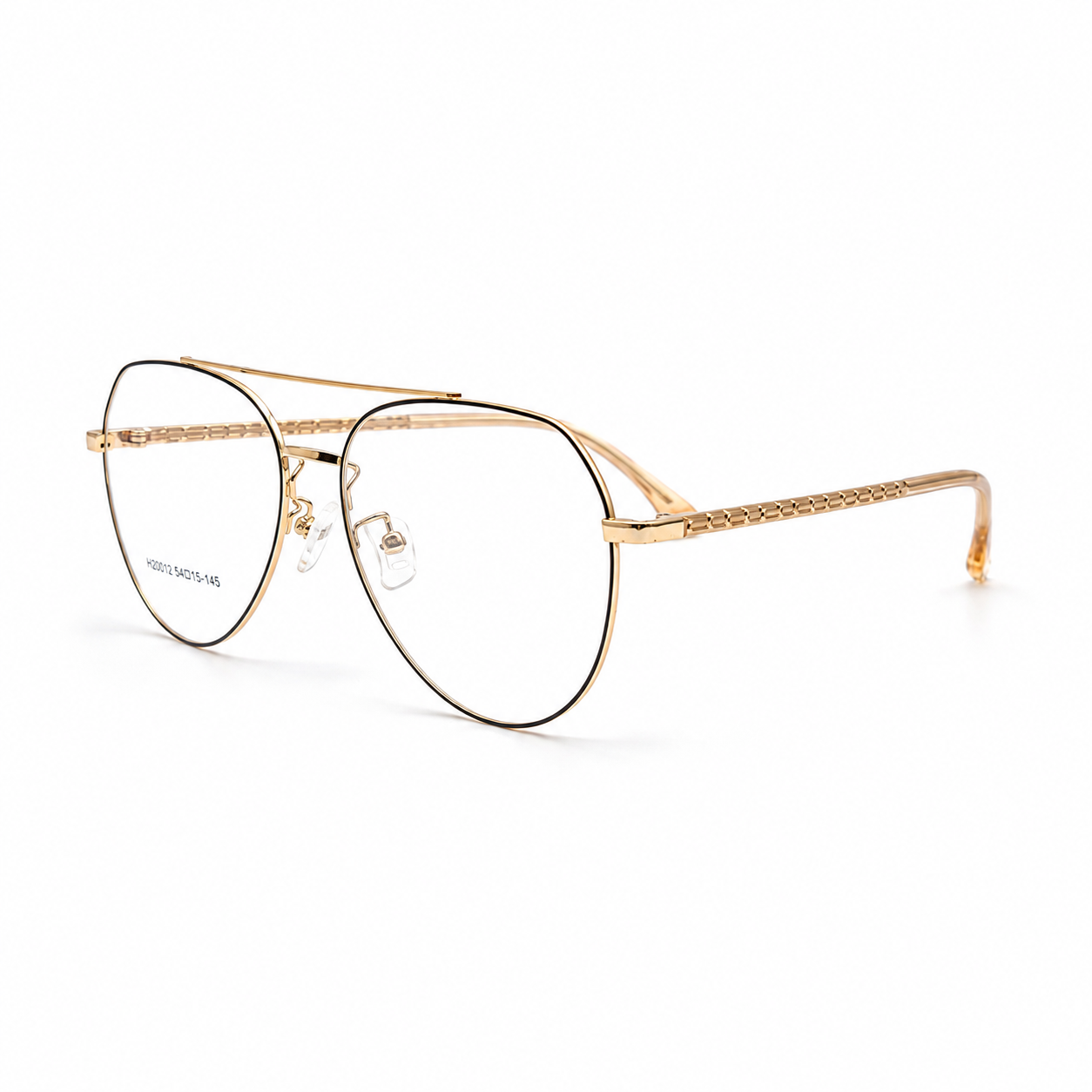 H20012 Gold & Black Aviator Eyeglasses