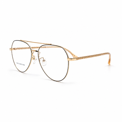 H20012 Gold & Black Aviator Eyeglasses