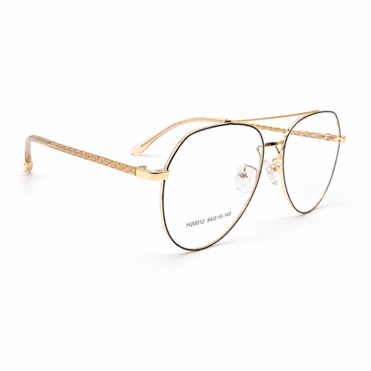 H20012 Gold & Black Aviator Eyeglasses