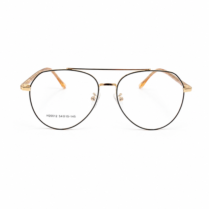 H20012 Gold & Black Aviator Eyeglasses