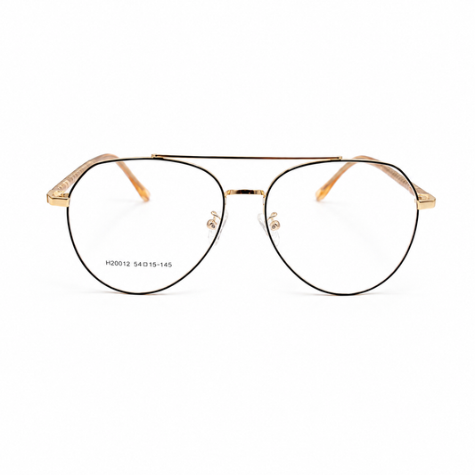 H20012 Gold & Black Aviator Eyeglasses