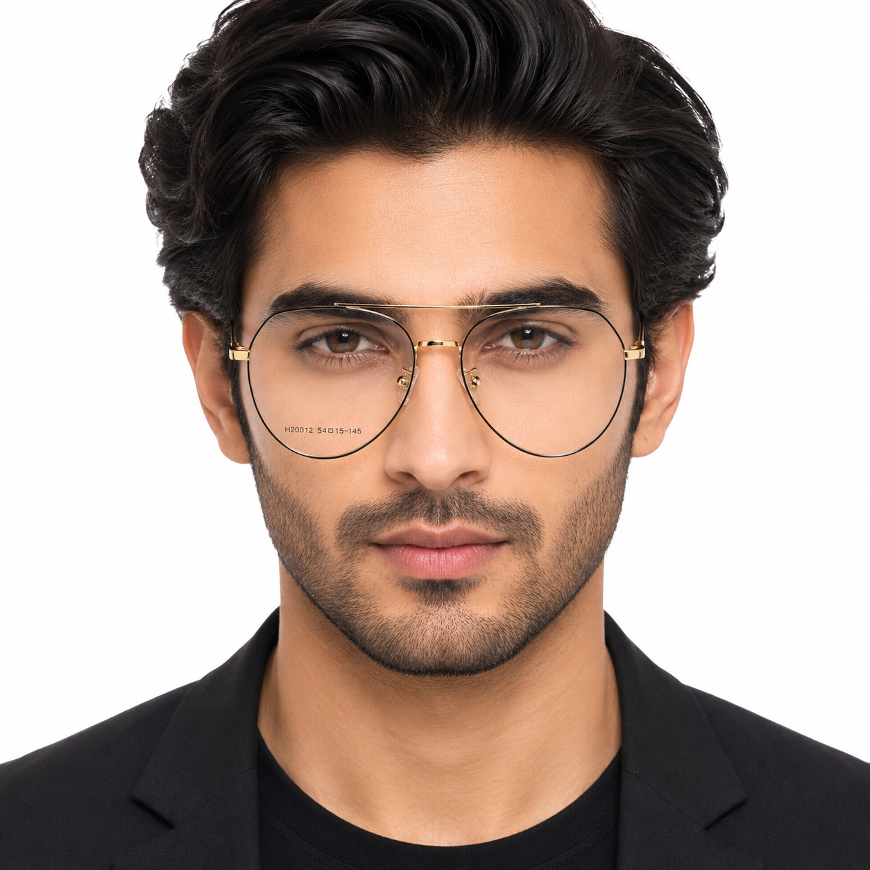 H20012 Gold & Black Aviator Eyeglasses