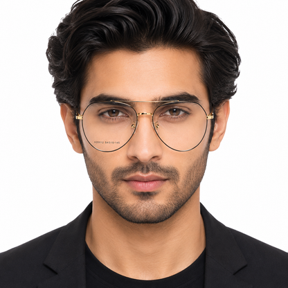H20012 Gold & Black Aviator Eyeglasses
