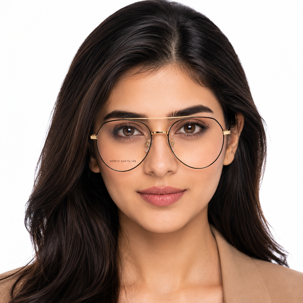 H20012 Gold & Black Aviator Eyeglasses