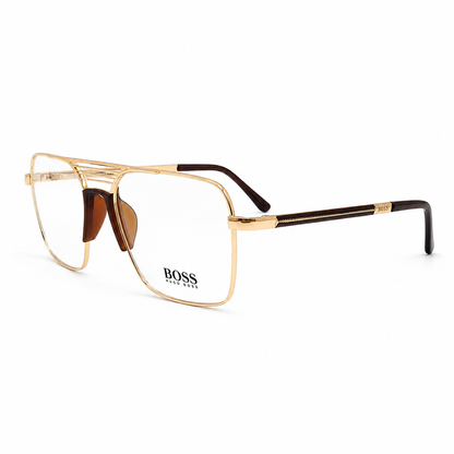 Hugo Boss Gold Metal Full-Rim Square Eyeglasses