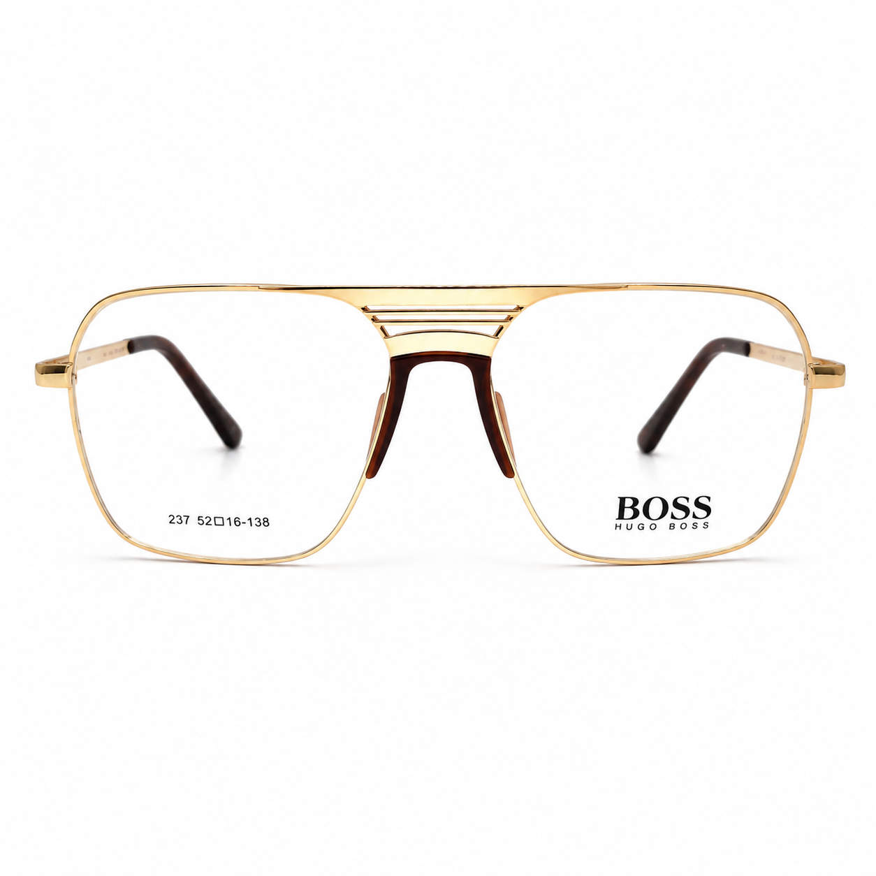 Hugo Boss Gold Metal Full-Rim Square Eyeglasses