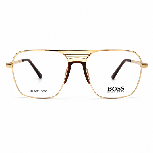 Hugo Boss Gold Metal Full-Rim Square Eyeglasses