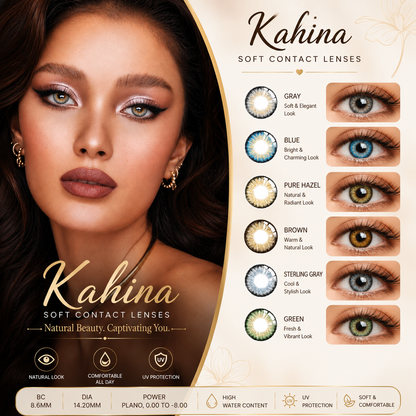KAHINA Soft 12 Months Color Contact Lenses | Plano & Power (-0.00 to -10.00) Colored Contact Lenses