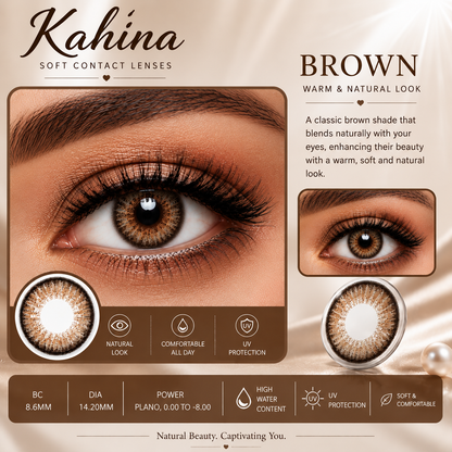 KAHINA Soft 12 Months Color Contact Lenses | Plano & Power (-0.00 to -10.00) Colored Contact Lenses