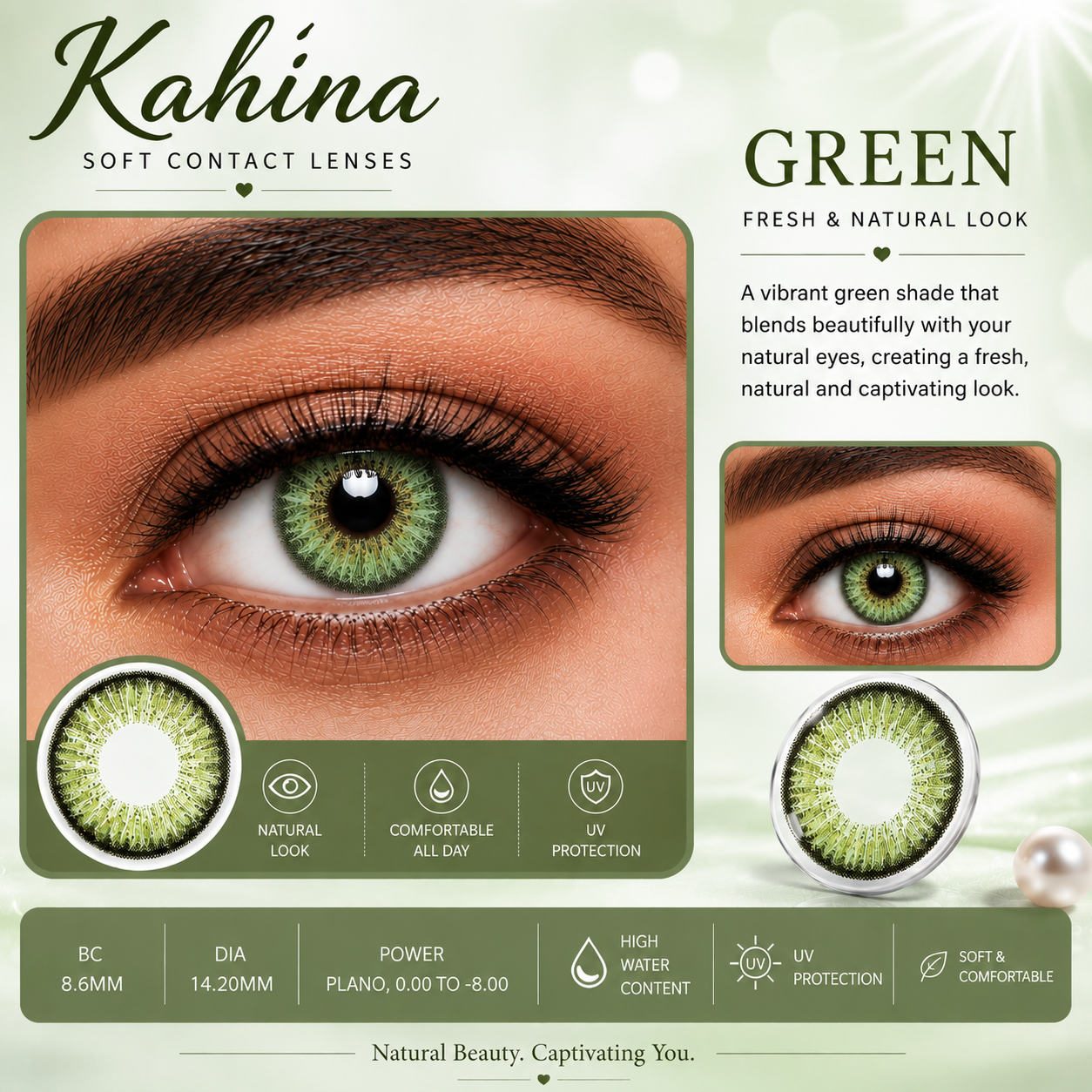 KAHINA Soft 12 Months Color Contact Lenses | Plano & Power (-0.00 to -10.00) Colored Contact Lenses