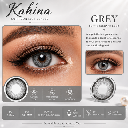 KAHINA Soft 12 Months Color Contact Lenses | Plano & Power (-0.00 to -10.00) Colored Contact Lenses