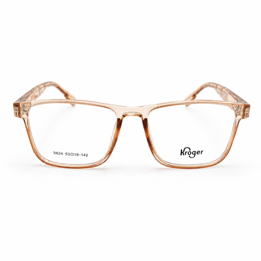 Premium Transparent Brown Square Eyeglasses