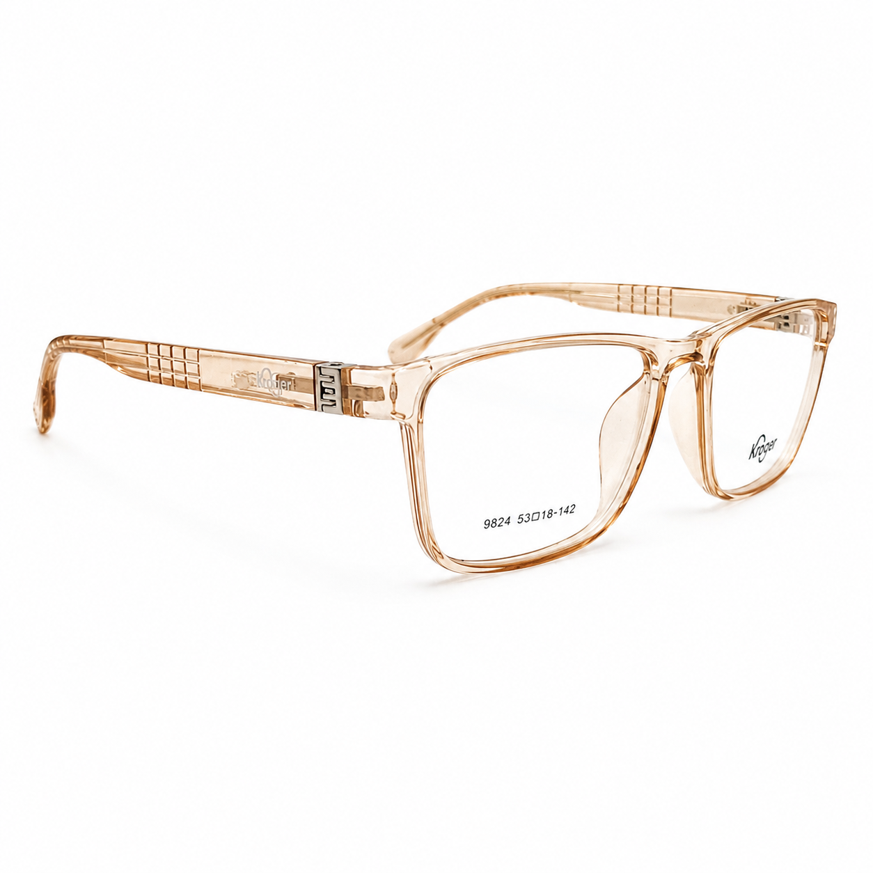 Premium Transparent Brown Square Eyeglasses