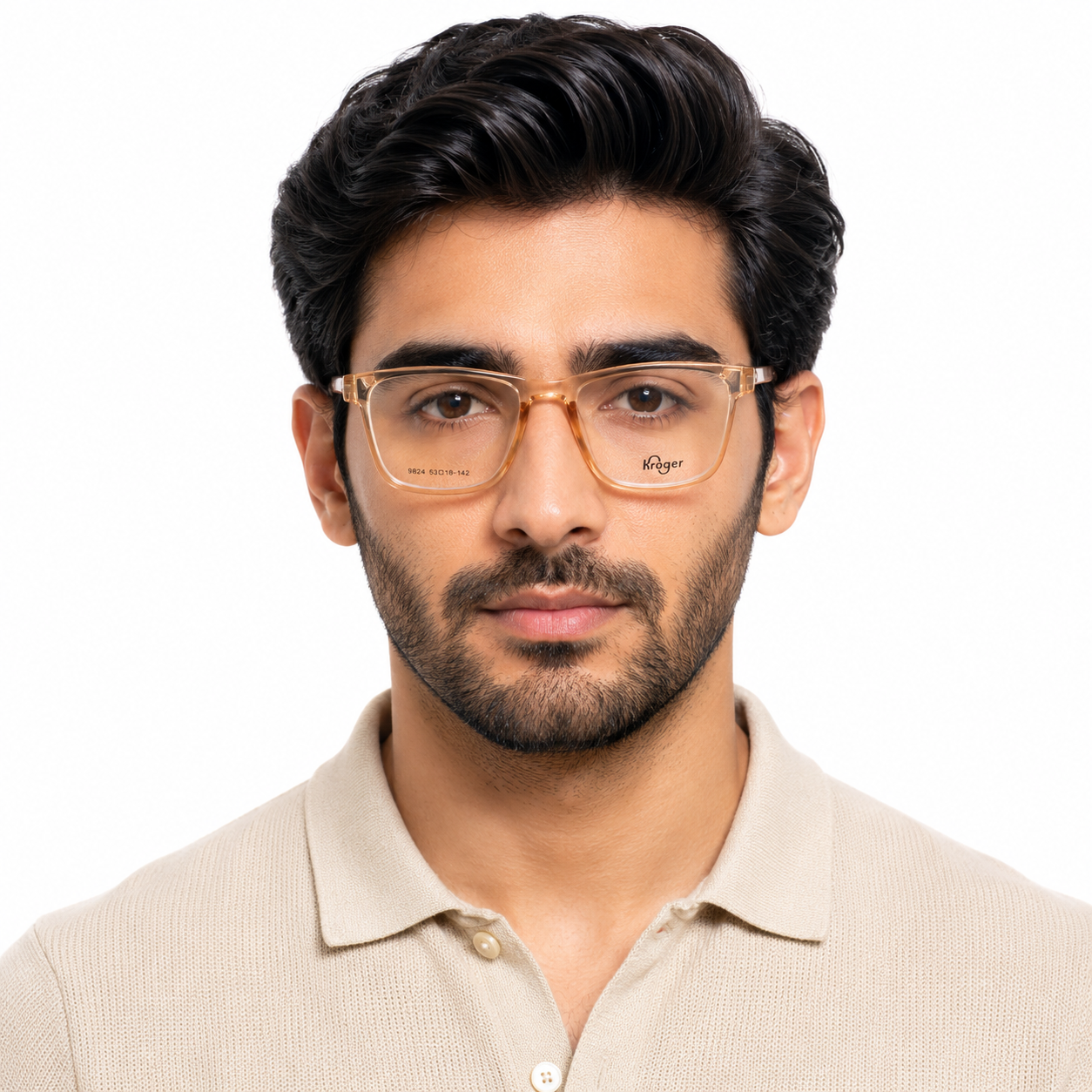 Premium Transparent Brown Square Eyeglasses