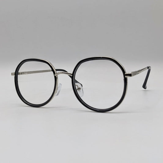 Round R22 Black Silver Glasses