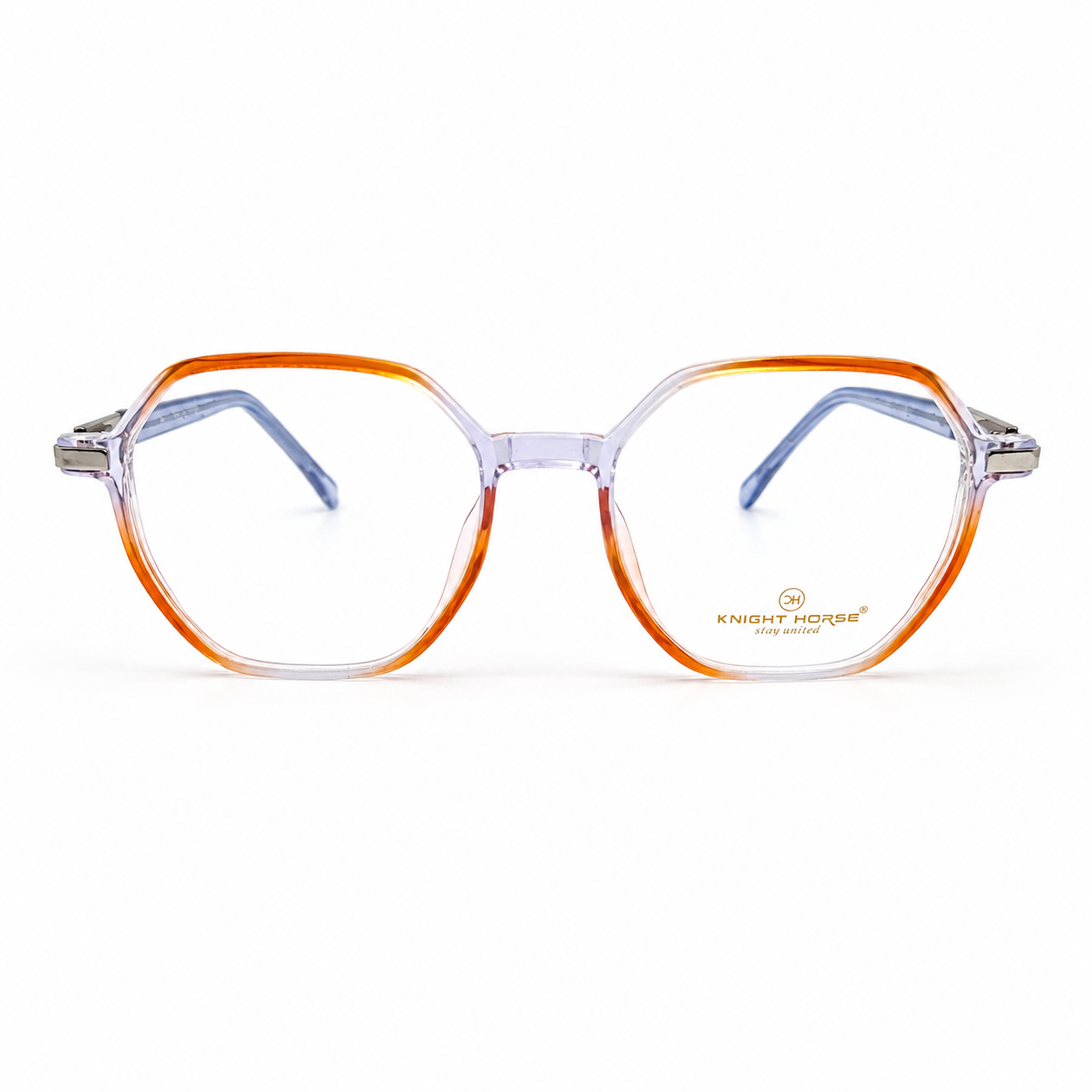 Transparent Orange Geometric Eyeglasses