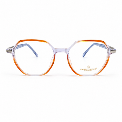 Transparent Orange Geometric Eyeglasses