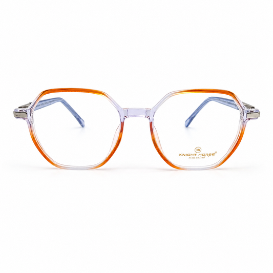 Transparent Orange Geometric Eyeglasses
