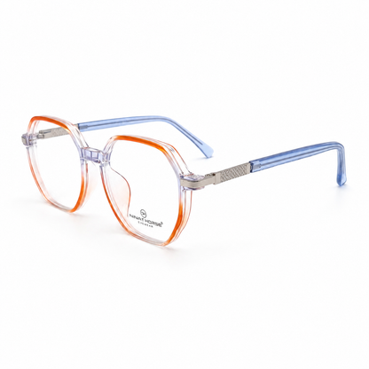 Transparent Orange Geometric Eyeglasses