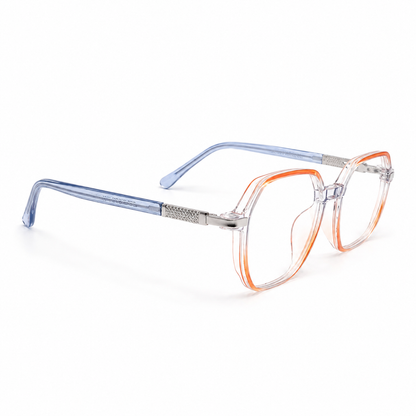 Transparent Orange Geometric Eyeglasses